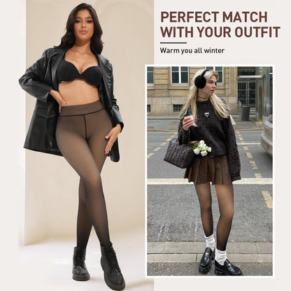 Fleece Lined Tights One-Lined Seams both front and back