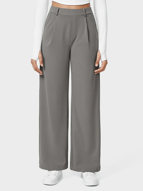 High Waisted Pocket Straight Leg Work Pants