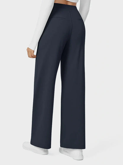 High Waisted Pocket Straight Leg Work Pants